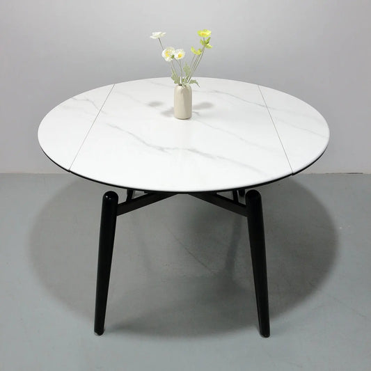Modern Dining Room Furniture White Microlite Expandable Round Dining Table Marsiling