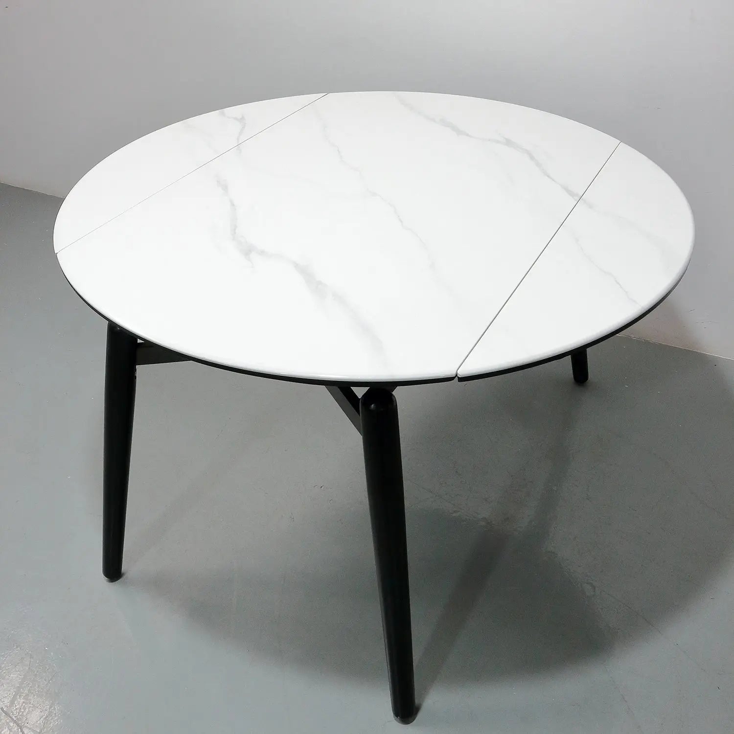 Modern Dining Room Furniture White Microlite Expandable Round Dining Table Marsiling