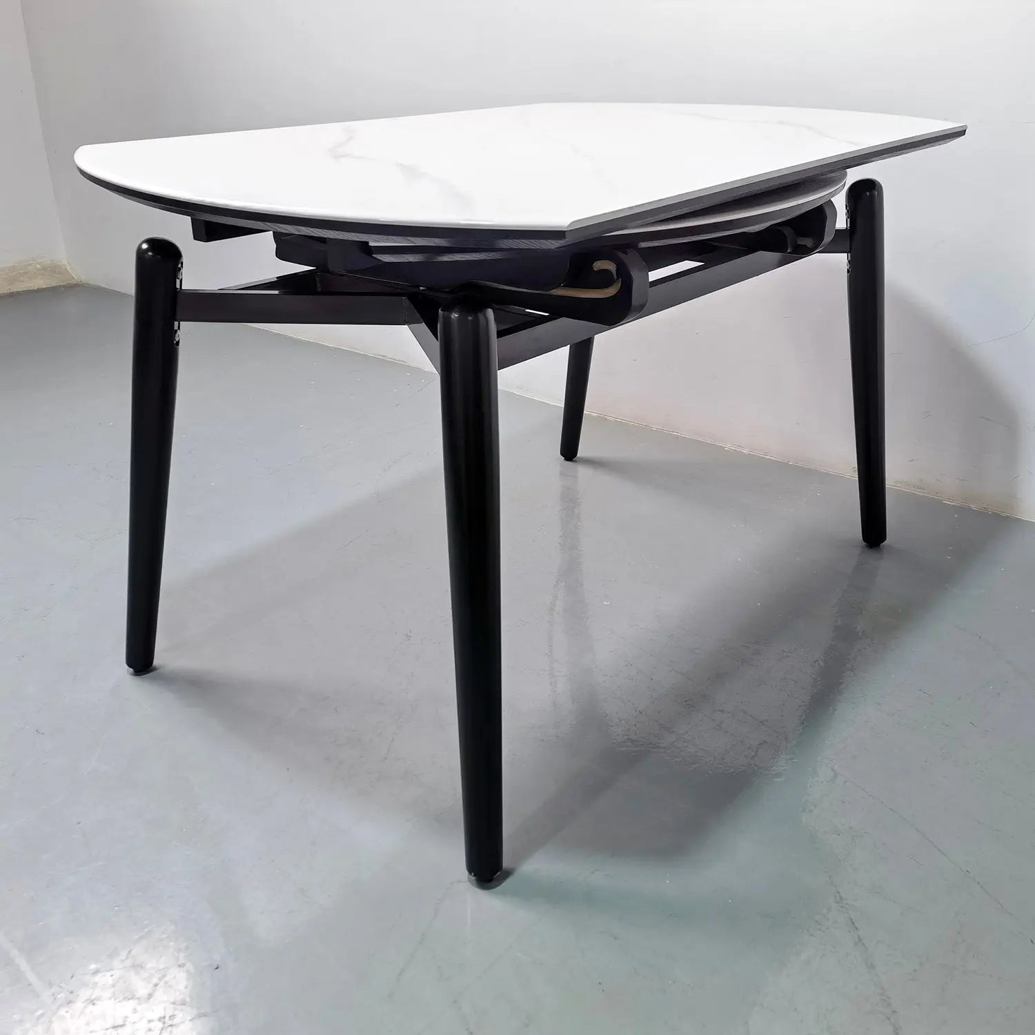 Modern Dining Room Furniture White Microlite Expandable Round Dining Table Marsiling