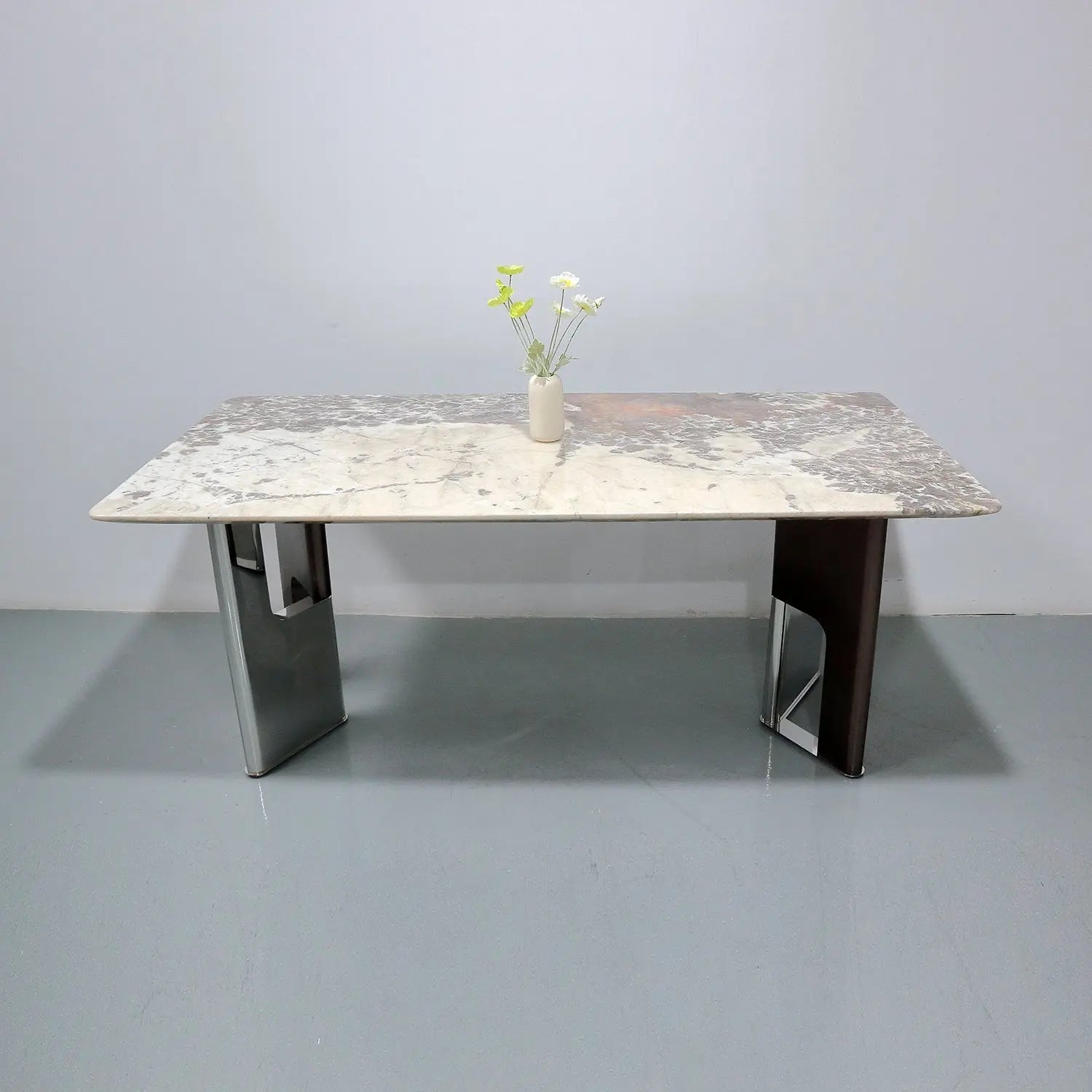 Luxury Stone Rectangular Dining Table - Natural Veins Minimalist Design Marsiling