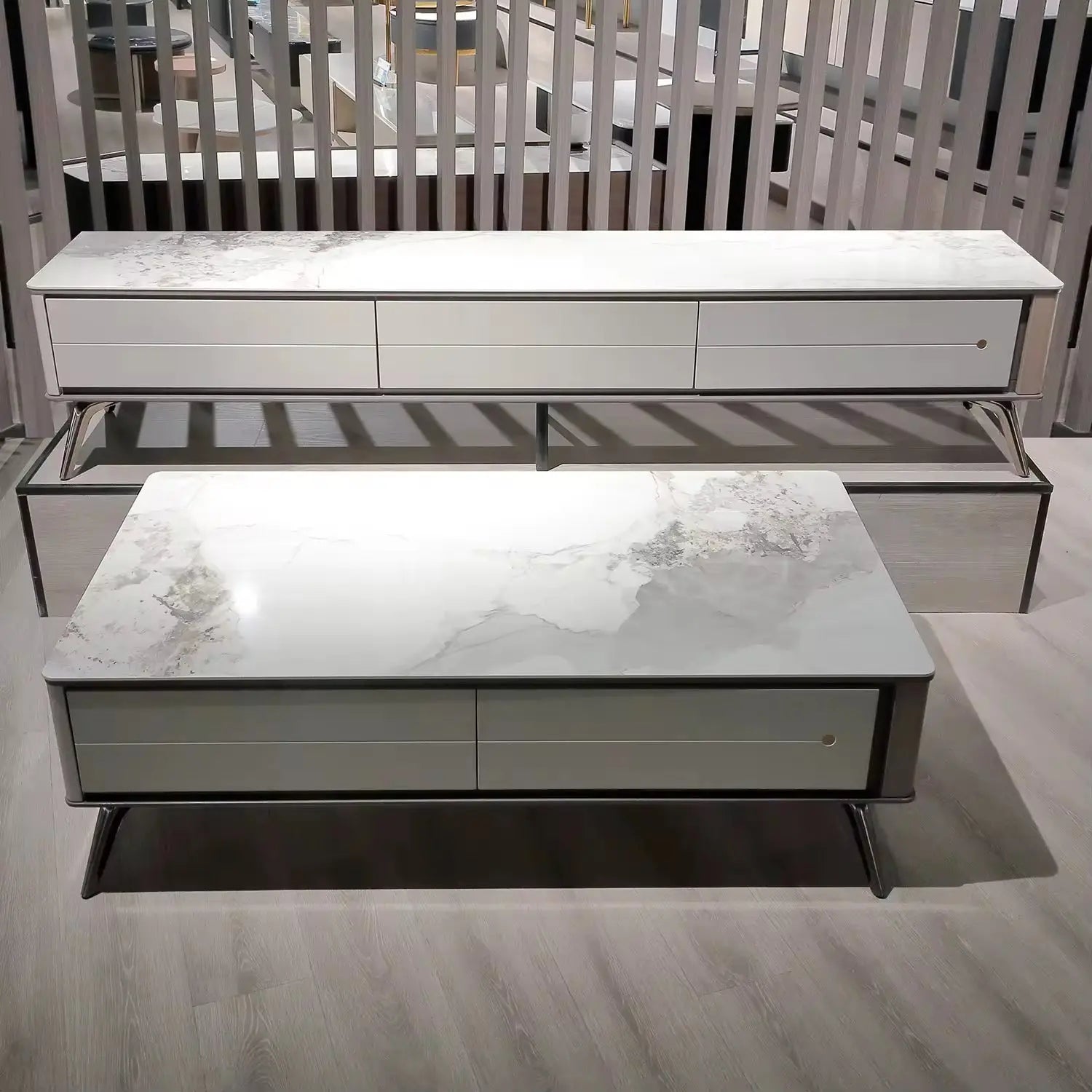 Modern Design Rectangular Coffee Tea Table Hotel Home Furniture Room Cabinets TV Stand with Storage Marsiling