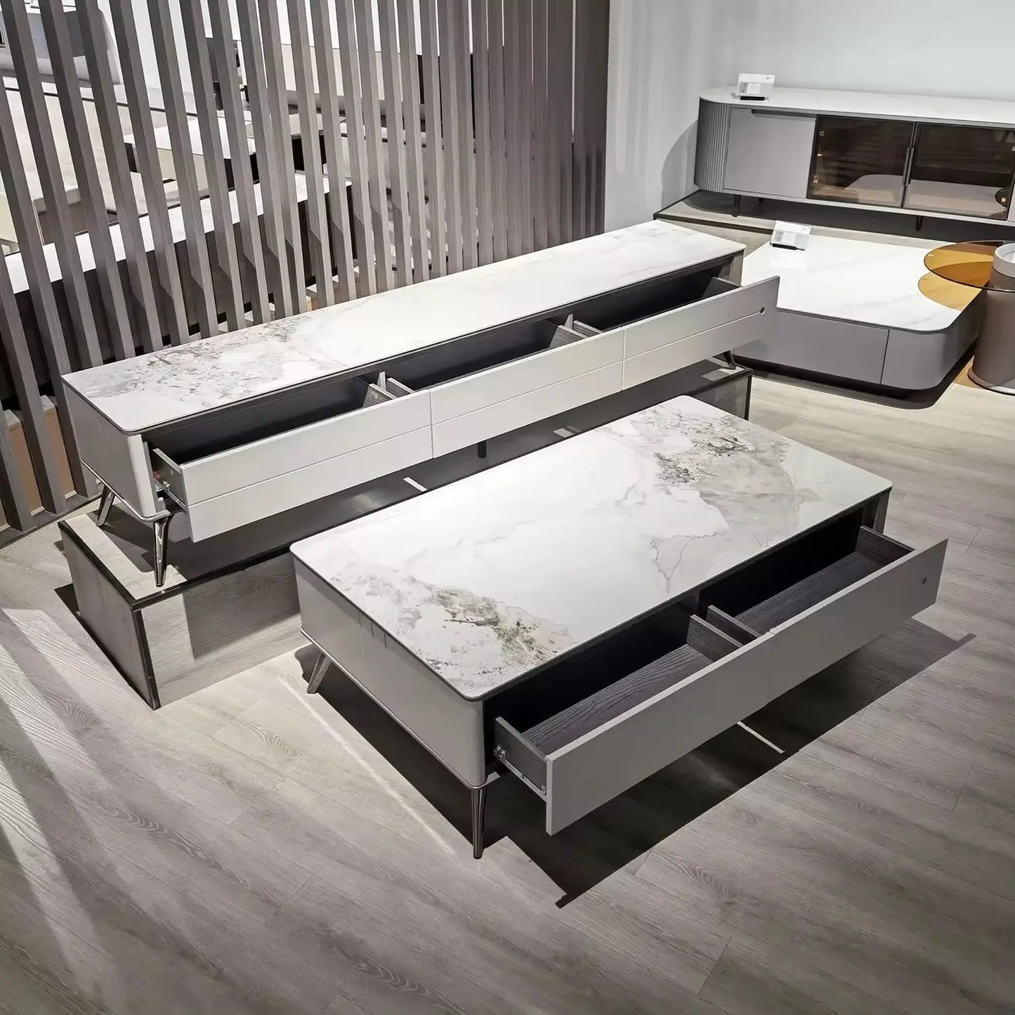 Modern Design Rectangular Coffee Tea Table Hotel Home Furniture Room Cabinets TV Stand with Storage Marsiling