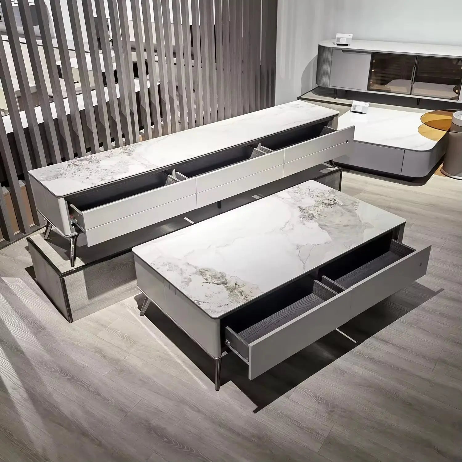 Modern Design Rectangular Coffee Tea Table Hotel Home Furniture Room Cabinets TV Stand with Storage Marsiling
