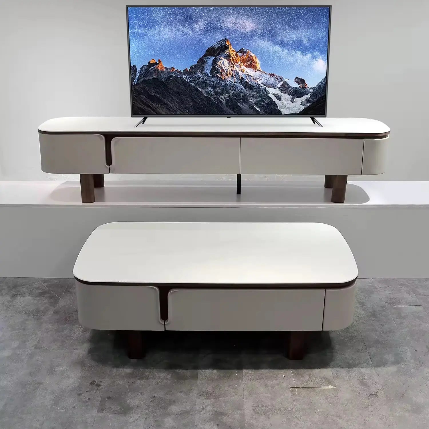 Simple Modern Home Living Room Furniture Wall Unit Microlite TV Cabinet TV Stand Microlite Coffee Table Marsiling