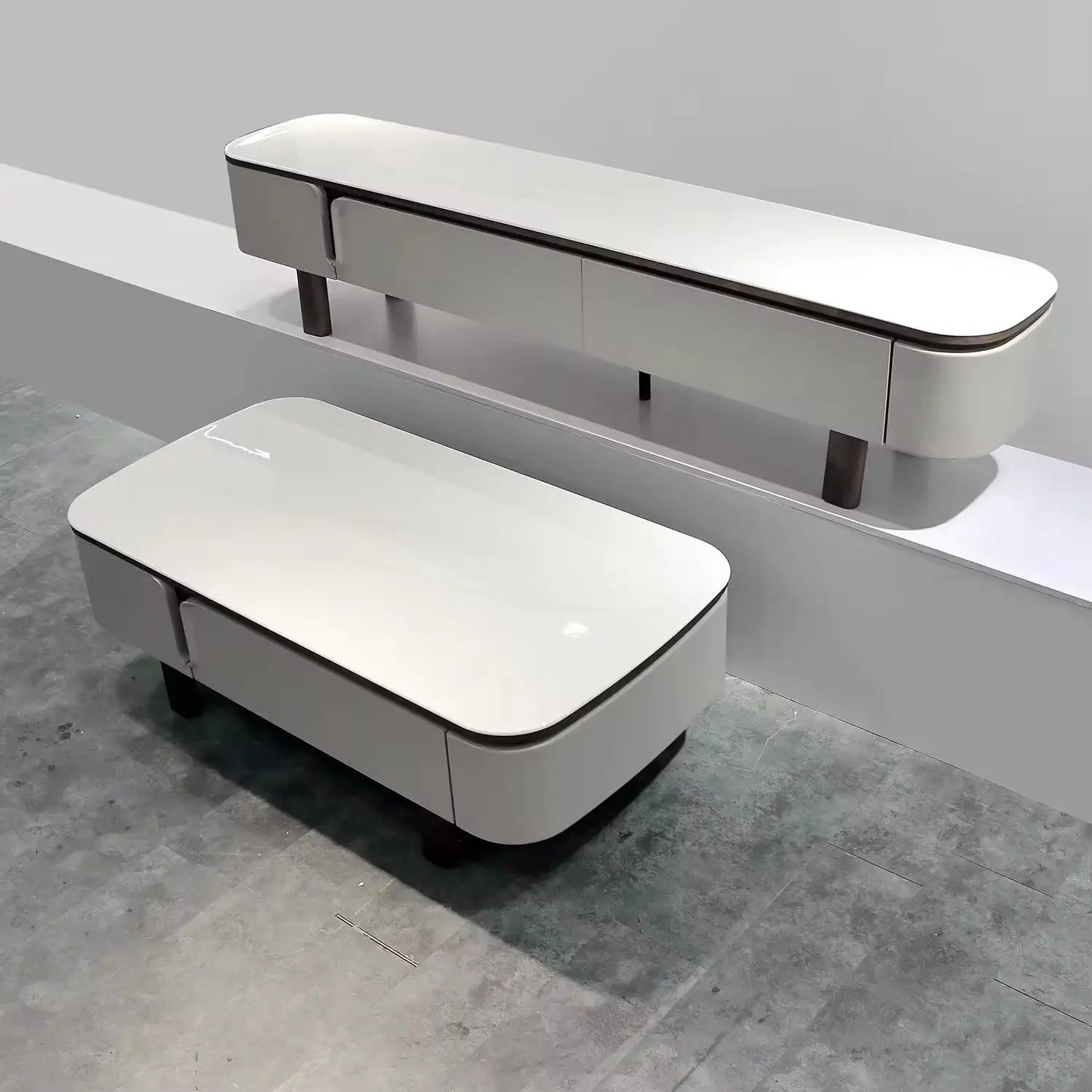 Simple Modern Home Living Room Furniture Wall Unit Microlite TV Cabinet TV Stand Microlite Coffee Table Marsiling